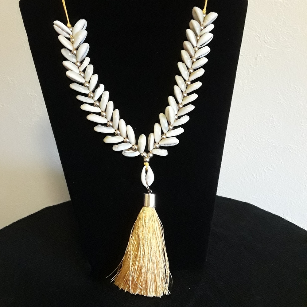 Shell and gold tassle necklace from Express
